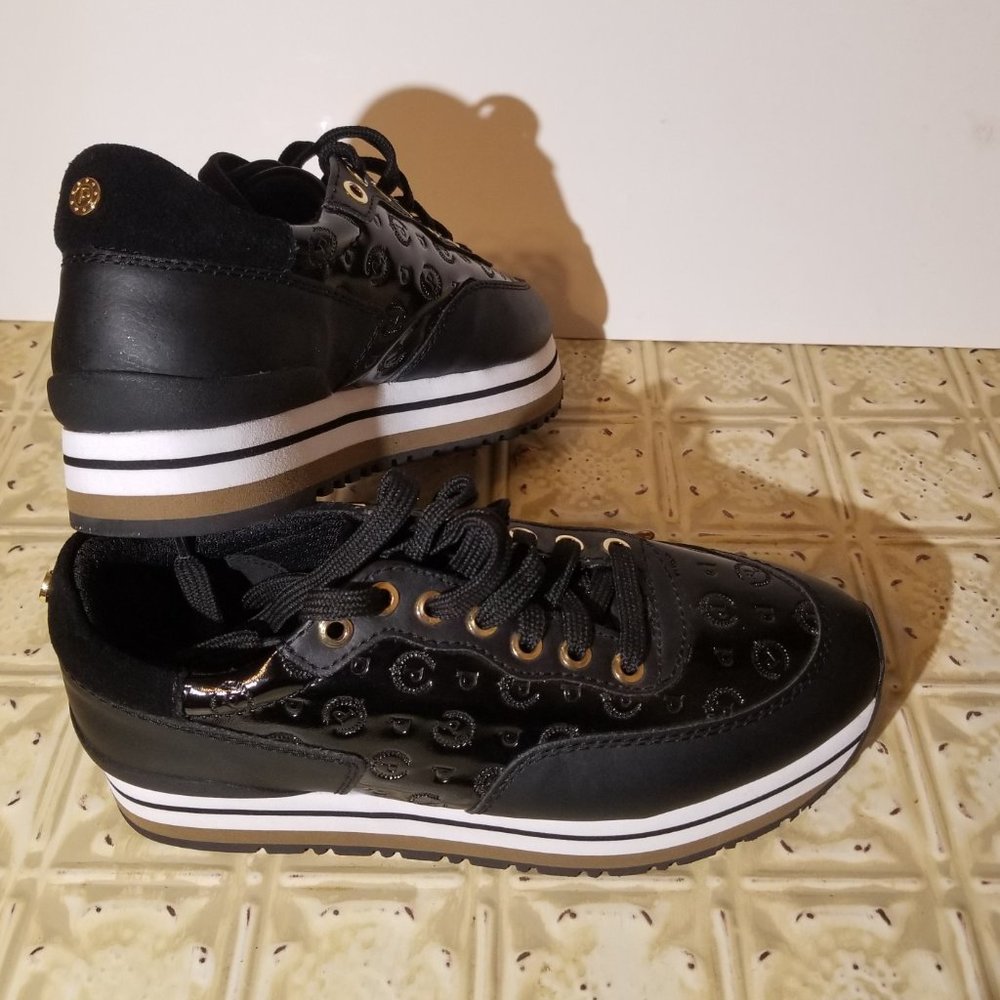 Black and White POLLINI Woman's Leather Sneakers - Picture 2 of 9